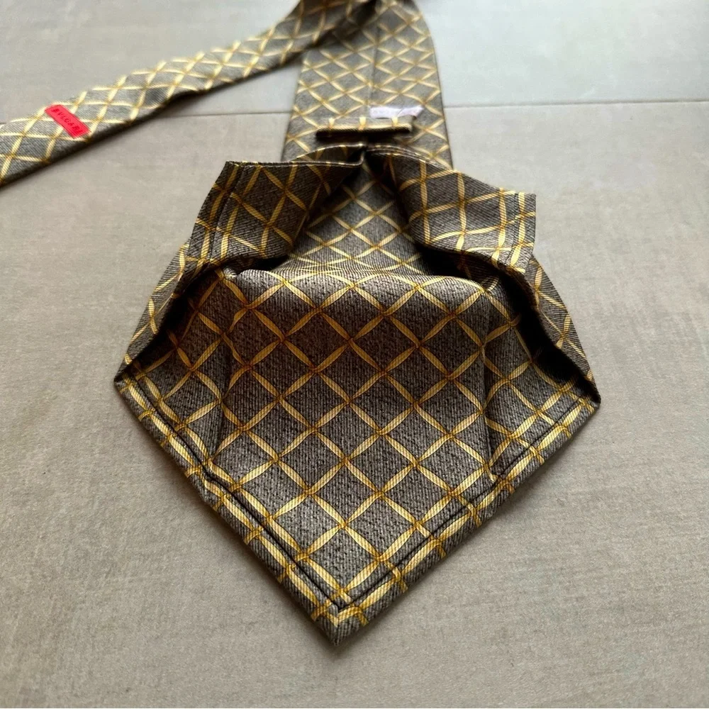 BVLGARI Grey-Green & Gold Seven Fold Tie
